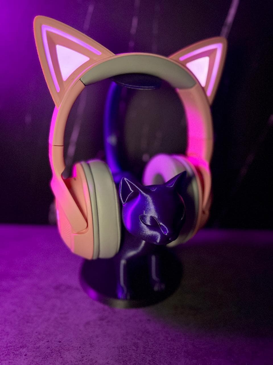 Soporte audífonos gato
